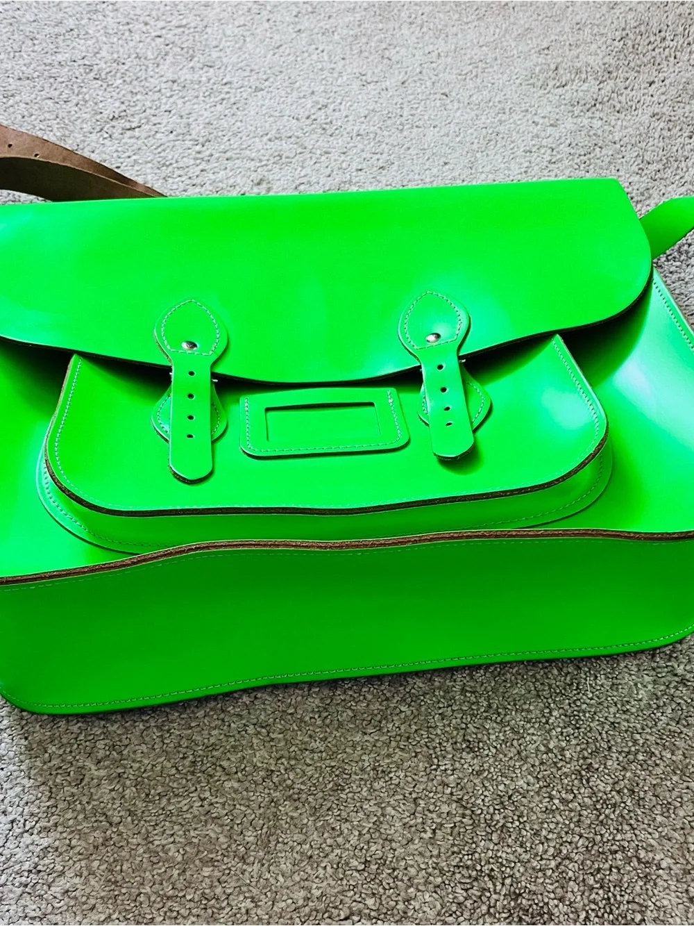 The Leather Satchel Co Neon Green  15” Messenger Crossbody Shoulder Bag Unisex